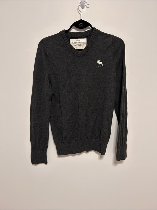 Abercrombie & Fitch Sweaters - Abercrombie & Fitch Woman’s Medium Dark Charcoal V-Neck Sweater Y2K 90’s Preppy